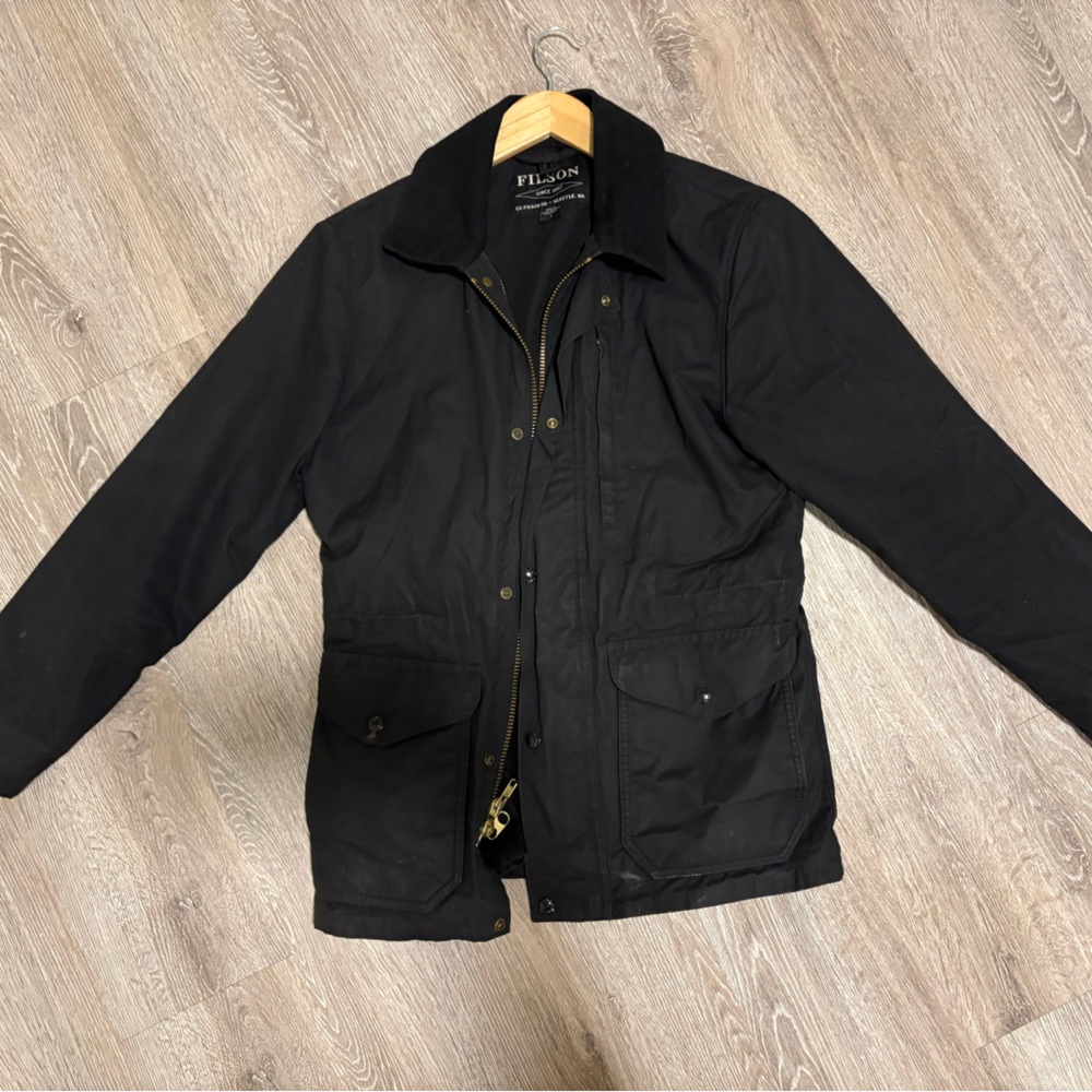 Filson Men's Black Cover Cloth Mile Marker Jacket